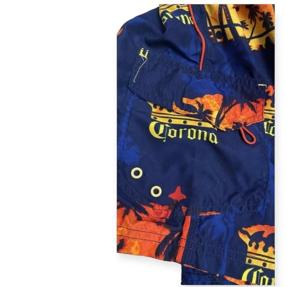 Corona mens novelty beer swim trunks shorts size M